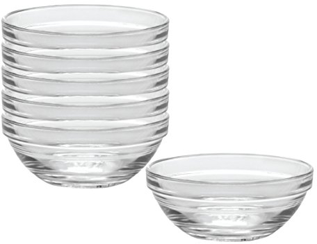 Duralex Glass Made In France Lys - Cuenco transparente apilable de 4-3/4 pulgadas, juego de 6