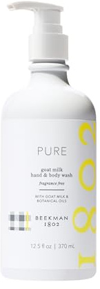 Beekman 1802 Goat Milk Hand Soap – Moisturizing Body Wash & Liquid Hand Soap for Sensitive Skin, Hand & Body Wash, Natural Soap with Goat Milk & Aloe, Cruelty Free – Fragrance Free 12.5 fl oz