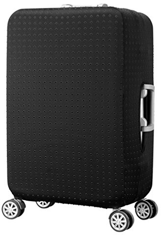 7-Mi Copri Valigia, Elastico Cover Proteggi Valigia Anti-Polvere Trolley Stampato Protettiva Bagagli Cover - Copertura per Valigia-19-32 Pollici - Nero