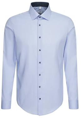 Seidensticker Men's Business Shirt - Shaped fit - Non-Iron - Kent Collar - Long Sleeve - 100% Cotton