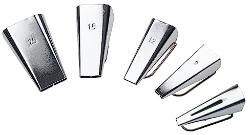 vhbw 5-teiliges Schrägbandformer-Set 6 mm, 9 mm, 12 mm, 18 mm, 25 mm für Nähen, Quilten - Bias Tape Makers, Edelstahl/Kunststoff