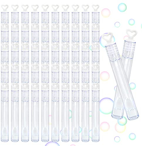 XiXiRan 50 Piezas Kit pompas de jabon Boda, Burbujas de jabon Boda, niños Varita de Burbujas con Mango en Forma de Corazón para Bodas, Cumpleaños, San Valentín u Otras Celebraciones
