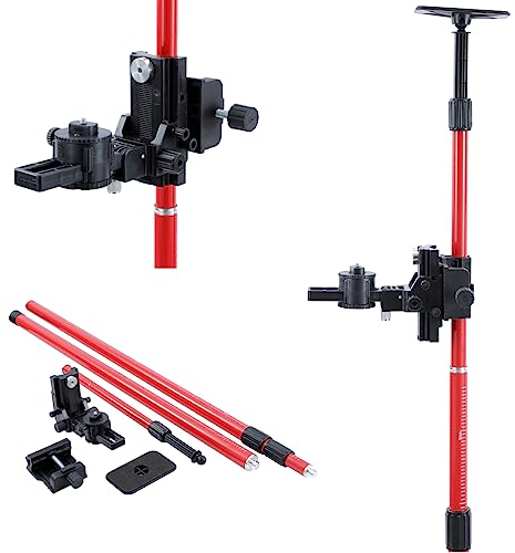 TOPWAY Barra Telescópica para Nivel Láser 4M Aluminio Puntal Telescopico Extensible Hasta al Techo, con Soporte y Bolsa de Nylon
