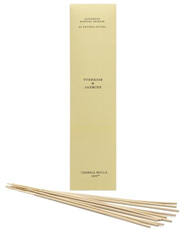 CERERÍA MOLLA 1899 | Incienso Natural Tuberose & Jasmine | Varillas de Incienso Natural | Fragancia para el Hogar | Aromaterapia | Fragancia Fresca | 20 Varillas