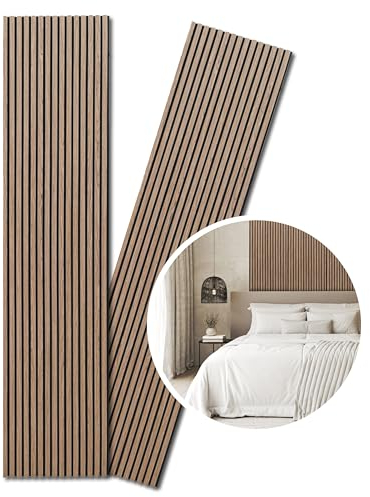 KAISER plastic® Akustikpaneele | Farbe: Walnuss | Wandpaneele in verschiedenen Formaten | Deko Wohnzimmer | Wanddeko in Holz | Akustik Paneele Wand | Lamellenwand (270 x 40 cm - 1STK.)