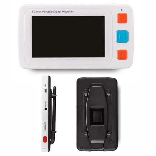 BDJSN Ausilio per La Visione Digitale, Ausilio Visivo Elettronico Portatile HD da 4,3 Pollici, Lettore di Lenti d'Ingrandimento LCD 4x-32x per Anziani, Lente d'Ingrandimento per Scattare