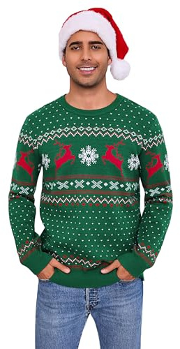 Bresdk Jersey de Navidad Hombre Invierno Manga Larga Sueter de Punto | Jerseys Navideños Familiares Ugly Christmas Sweater Modernos Cuello Redondo