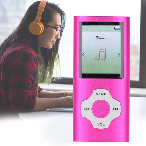 Reproductor MP3 MP4 con Bluetooth 5, Reproductor de Música con Pantalla LCD de 1,8 Pulgadas, con Lector de Libros Electrónicos de Grabación de Voz, Visor de Fotos, Admite (Rosa