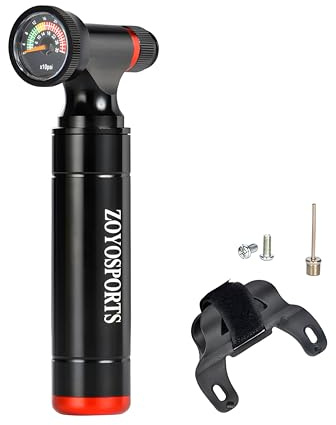 ZOYOSPORTS CO2-pump med svart huvud med klar tryckmätare aluminiumlegering cykel luft mini cykling cykel CO2-pump