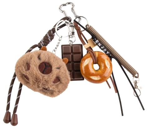 Georgie Porgy Accessoires pour Sac à Main Bijou de Sac à Main pour Femmes Pendentif de Sac pour Sac à dos Sac de sport Porte-clés Cadeau d'anniversaire pour filles (Capybara Pain Apprécier)