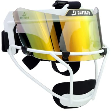DUTYBOD Softball Face Mask Lightweight and Comfortable with Wide Field Vision fit All Ages - Durable and Safety Softball Face Mask Sets (White-red)
