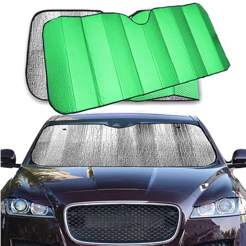 LEIVESTE -Pare-Soleil de Voiture Pare-Brise intérieur Pliable avec élastiques et ventouses, Housses de Soleil Contre Les Rayons UV (Vert).