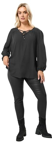 Yours Curve Lattice Tie Front Blouse - Women's - Plus Size Curve Black