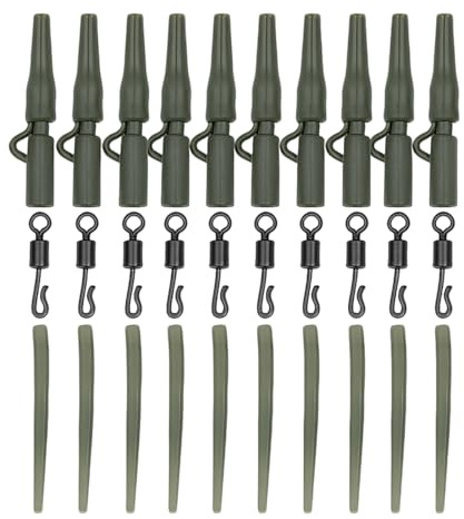 Set di 40 pezzi di piombini per pesca alla carpa, kit completo con manicotti anti-groviglio e girelle a cambio rapido per pescatori di carpe, accessori per attrezzatura finale per la sicurezza