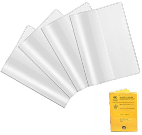 VQBKHO 4 Funda para Tarjeta de Vacunación, Protector Transparente PVC Impermeable 93x130mm protección de Tarjetas de vacunación Cubierta para Certificado de Vacunas para Viajes Mascotas Familia