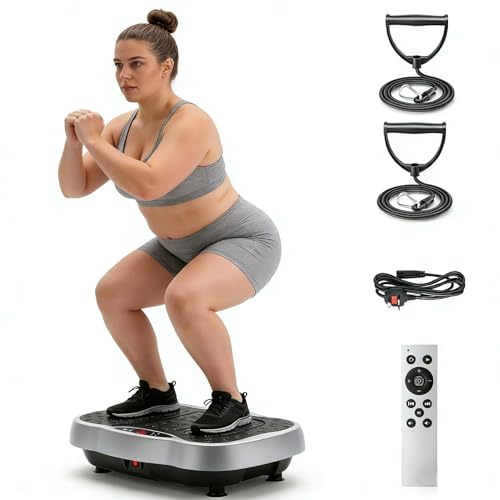 Zyncove Máquina de ejercicio de placa vibratoria, plataforma de placa de vibración para drenaje linfático, plataforma de fitness para moldear, pérdida de peso, bienestar y entrenamiento de todo el