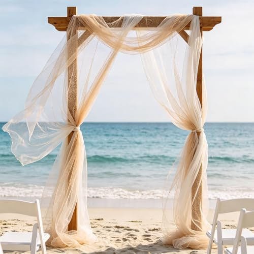 SJUNJIE Drappeggio di Arco di Nozze 600 x 75 cm Tessuto Chiffon Drappeggio per Arco Nuziale per Matrimoni Cerimonie Feste per Tende Festa Palcoscenico Decorazione del Corridoio(Champagne)