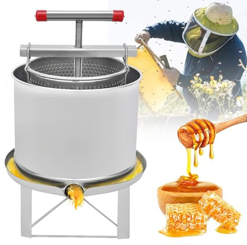 Manuell honungsextraktor, rostfritt stål 12,6 L honungspress, bivaxextraktor för cider, druva, vin, tinktur – multianvändning hem biodlingsverktyg