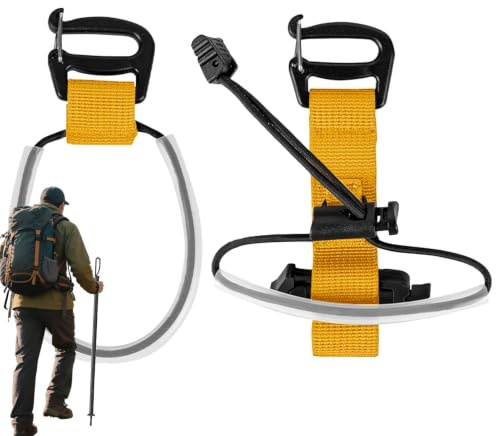Vandringsstavshållare För Ryggsäck Portabelt Handsfree Elastiskt Rep | Fixeringsrem För Vandringsstav Till Resor Och Vandringsleder, Camping Och Friluftsliv, Backpacking Samt Bergsbestigning