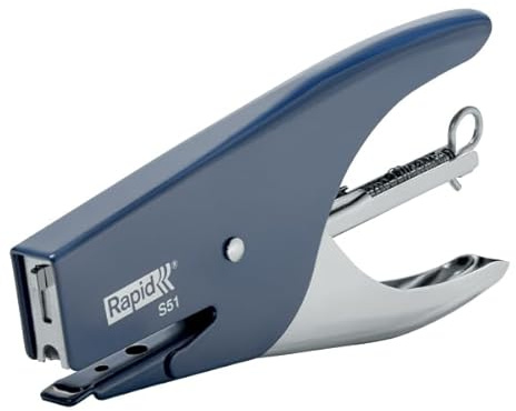 Rapid S51 Supreme, Cucitrice a pinza capacità fino a 15 fogli, Cucitrice in acciaio ergonomica, Caricamento posteriore, Compatibile con punti 21/4, Blu, 10538707