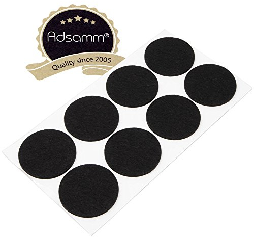 Adsamm® / 8 x deslizantes de Fieltro autoadhesivos/Negro/ø 60 mm/Redondo/Deslizantes de Fieltro para Muebles de 3,5 mm de Grosor/Deslizantes para Muebles y Suelos