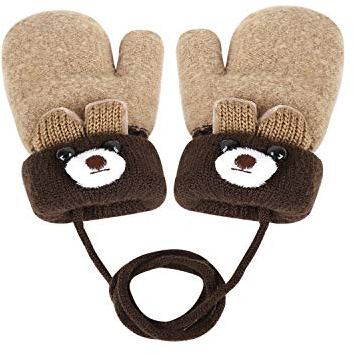 iEasey Cute Bear - Manoplas cálidas de invierno para bebés y niños pequeños, guantes de punto de forro polar para clima frío, guantes de esquí y nieve para bebés y niñas de 0 a 3 años, regalo de oso,