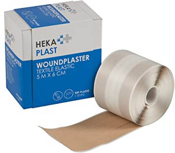 Hekaplast Pflaster-Rolle (5 m x 6 cm), zuschneidbare Wundpflaster, atmungsaktive und komfortable Pflaster mit Wundpolster