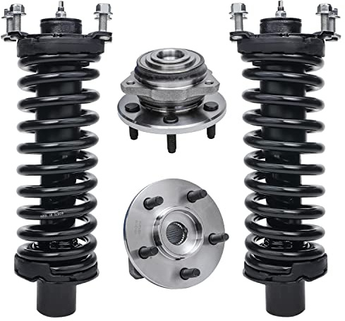 Detroit Axle - Front 4pc Struts Kit for 02-05 Jeep Liberty, Struts & Coil Spring Wheel Bearing Hubs 2002 2003 2004 2005 Replacement Suspension