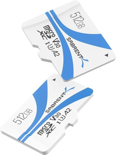 SABRENT Rocket V30 A2 512GB MicroSDXC Memory Card 2-Pack R100MB/s W30MB/s (SD-MQ30-512X2)