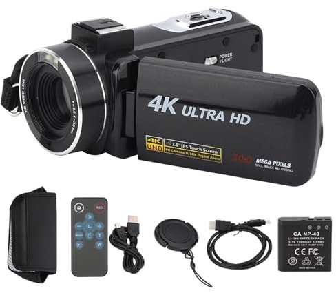 4K-videokamera, 3-tums IPS-pekskärm, 18x digital zoom, intelligent ansiktsdetektion och fokusering, stöder inspelning under laddning, utomhusfotografering
