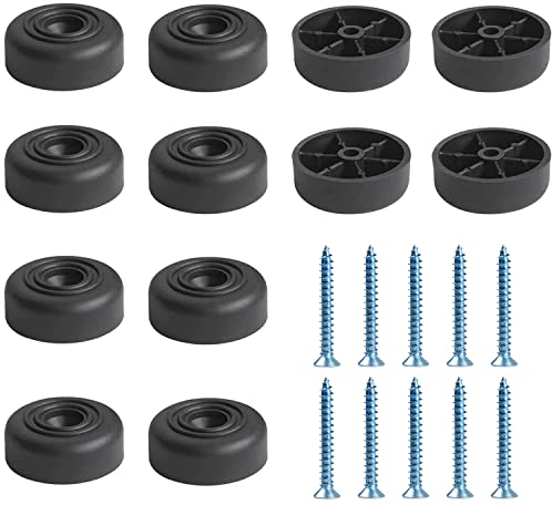 DBALL 24 Stück Möbelbeine Rund Möbelfüße 33 x 13 mm mit 25 Stück Schrauben Kunststoff Füße Set für Möbel Schrank Sofa Stuhl Couchtisch TV-Schränke Schubladen Nachttisch (Schwarz)
