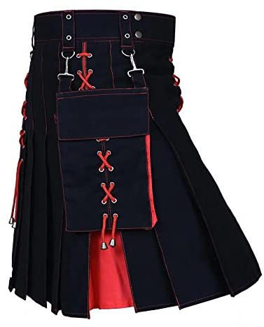 Guerriero medievale kilt moda patchwork Pocket Knight Rock Costume vintage gotico punk rock in pelle scozzese carnevale kilt tradizionale kilt