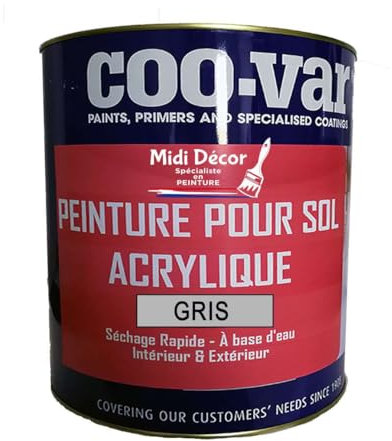Midi Decor Peinture acrylique pour sols intérieurs et extérieurs en béton et ciment 1L Gris