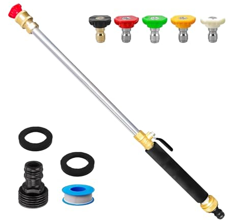 YWNYT Jet, idropulitrice lance Hydro Jet Power Washer Wall Extension, idropulitrice pistola con 5 ugelli per tubo da giardino, tubo per lavaggio auto, giardino di casa