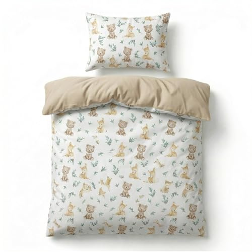 BABYSAFE Set Copripiumino Lettino 90x120 e Federa Cuscino 40x60 Coordinata, 100% Cotone Certificato Oeko-Tex - Copripiumino 90x120 Neonato per Culla, Lettino o Carrozzina Made in Europe
