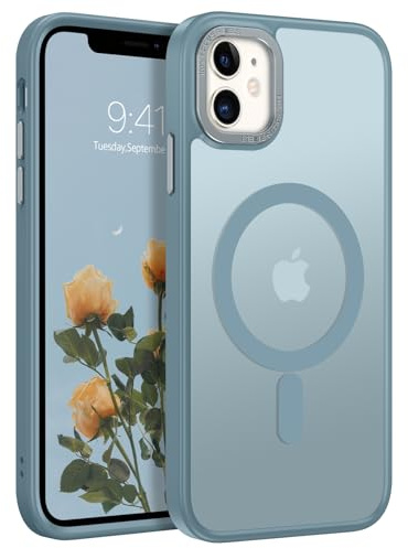 Bentoben Fodral för iPhone 11, magnetiskt fodral, kompatibelt med Mag Safe, transparent matt, smalt, stötsäkert, fingeravtrycksbeständigt skyddsfodral för iPhone 11 6,1 tum
