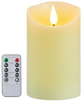 Koelaa Candele LED a Batteria Senza Fiamma con Telecomando e Timer, Effetto Fiamma 3D Realistica, per Compleanno, Festa, Matrimonio, Hotel, Festivals Decoration-7.5x12.5cm
