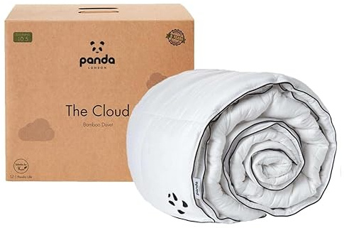 Panda Cloud Bamboo Duvet for UK Single | 5-Year Guarantee | For Summer & Winter | Thermoregulating 10.5 Tog | Pure White, 200x135cm