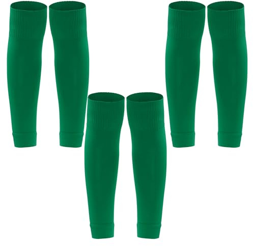phnydreg 3 Pairs Black Leg Sleeve Socks Shin for Men Women Soccer Running Cycling (3, Green)