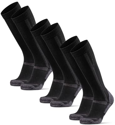 DANISH ENDURANCE Calze Lunghe Trekking in Lana Merino, Calzettoni Anti Vesciche, da Uomo e Donna, 1 o 3 Paia, Nero, 43-47