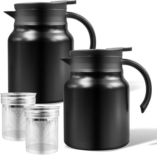2 Pcs 950 ml Thermal Coffee Carafe for Keeping Carafe for hot Liquid, Airpot Insulated Coffee Stainless Steel Vacuum Thermal Pot for, Water, Tea, Keep Hot 6 Hours