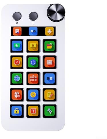 MeevrgR Compact 15-Key Stream Deck - LCD Programmable Keyboard for Live Streaming & Content Creation | Custom Visual Shortcut Controller | Space-Saving Design(White)