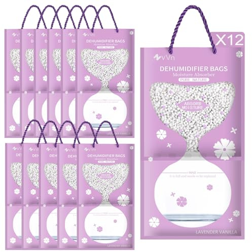 Bolsas Antihumedad Armarios,Set 12 Pzas de 100g Protección Contra Olores y Moho,Bolsas Antihumedad para Armario, baño,Wardrobe,Coche(Púrpura)