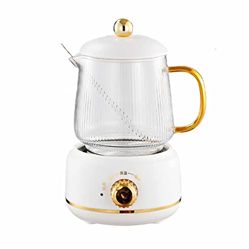 Bollitore elettrico, 600ML Mini HGlass Vetro ispessimento automatico Teiera elettrica bollente multifunzione Cottura a basso rumore 360W(White)