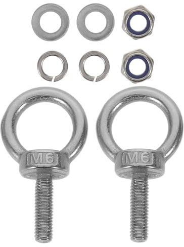 WOONEKY Perno de Gancho de Ojo de Acero Inoxidable con Tuercas y Arandelas Antiaflojamiento Tornillo de Elevación Alargado para Instalación Muro de Concreto Paquete