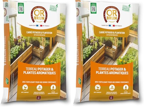 Or Brun Terreau Potager & Plantes Aromatiques - 6L - Croissance Rapide - Utilisable en Agriculture Biologique OBRTARO6U (Lot de 2)