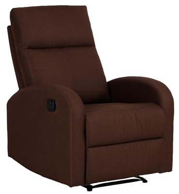 Totò Piccinni Poltrona Relax Reclinabile EUREKA, Manuale con Maniglia Laterale, Struttura in Legno, Imbottita ed Ergonomica, Ideale per Anziani e Soggiorno (Tessuto Marrone)