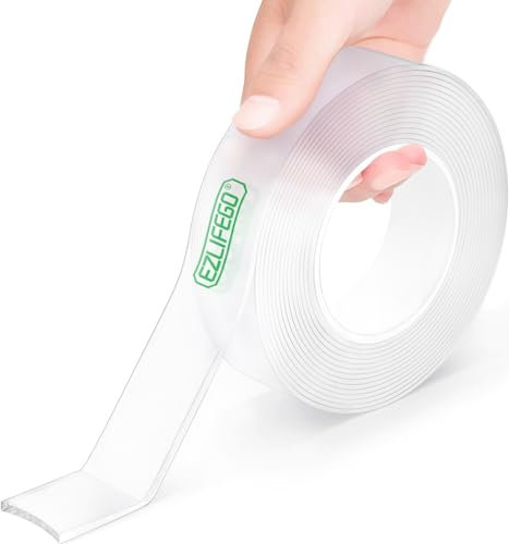 EZlifego Doppelseitiges Klebeband Extra Stark, Transparent Nano Tape, Abnehmbar Wänden Klebestreifen, Klebriges Posterband zur Dekoration, Poster Strips Klebepads, Double Sided Tape - 5 meter