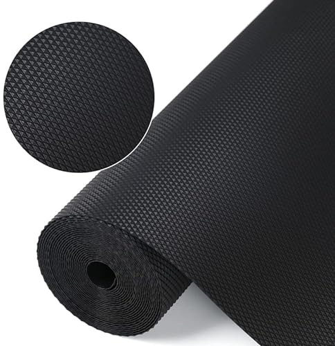 Shelf Liner,Tappetini per cassetti da cucina, rivestimento per frigorifero Eva non adesivo, con tavolo del frigorifero impermeabile, durevole, per armadio, rivestimento dei cassetti (nero, 30x150 cm)