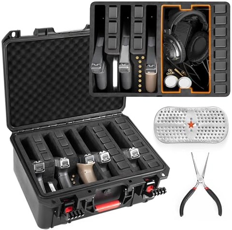 Kinghardcase Estuches rígidos para Pistola Resistentes al Agua, compatibles con 5 Pistolas y 12 Cargadores, Resistente Bolsa para Armas para coleccionistas y entusiastas.